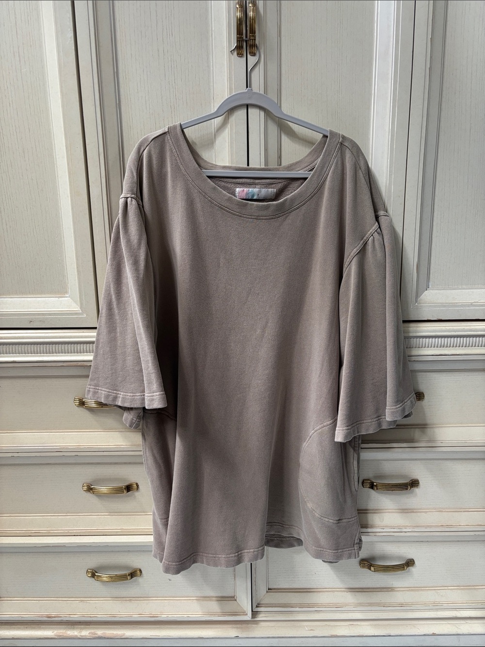Free People Taupe Oversized Swim Coverup